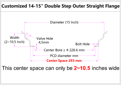 Custom 14-15 Inch Double Step Outer lip Straight Flange