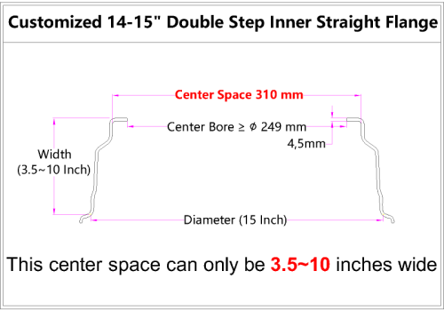 Custom blank 14-15 Inch Double Step Inner Barrel Straight Flange
