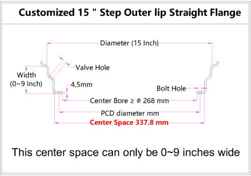 Custom 15 Inch Step Outer lip Straight Flange