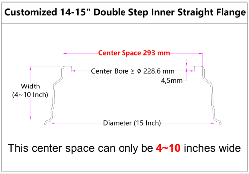Custom blank 14-15 Inch Double Step Inner Barrel Straight Flange