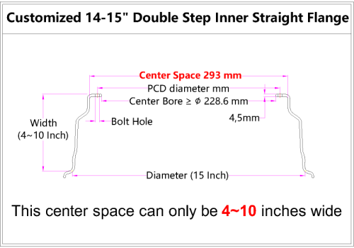 Custom 14-15 Inch Double Step Inner Barrel Straight Flange