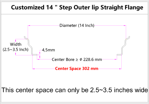 Custom blank 14 Inch Step Outer lip Straight Flange