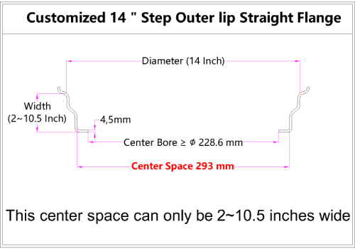 Custom blank 14 Inch Step Outer lip Straight Flange