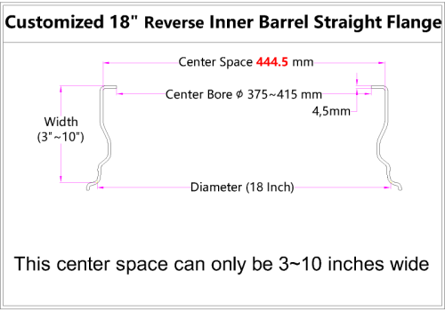 Custom blank 18 Inch Reverse Inner Barrel Straight Flange