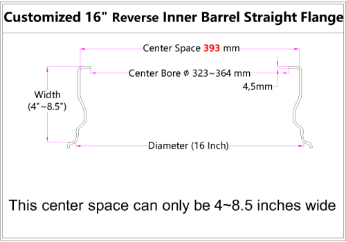 Custom blank 16 Inch Reverse Inner Barrel Straight Flange