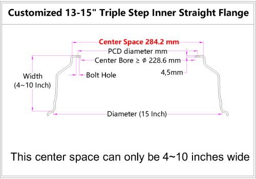 Custom 13-15 Inch Triple Step Inner Barrel Straight Flange