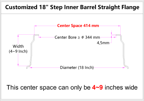 Custom blank 18 Inch Step Inner Barrel Straight Flange