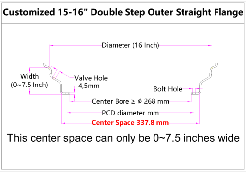 Custom 15-16 Inch Double Step Outer lip Straight Flange