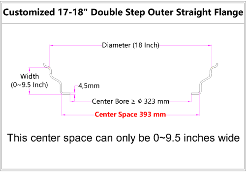 Custom blank 17-18 Inch Double Step Outer lip Straight Flange