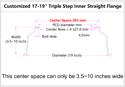 Custom 17-19 Inch Triple Step Inner Barrel Straight Flange