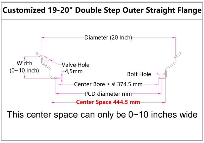 Custom 19-20 Inch Double Step Outer lip Straight Flange