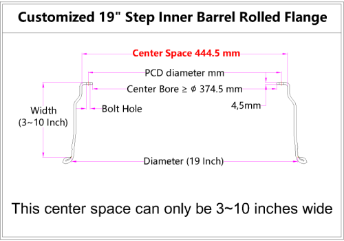 Custom 19 Inch Step Inner Barrel Rolled Flange