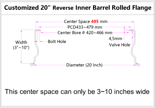 Custom 20 Inch Reverse Inner Barrel Rolled Flange