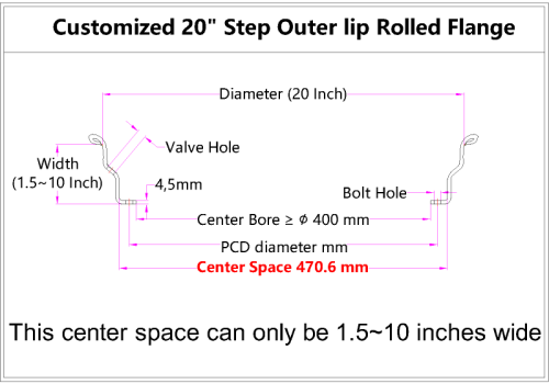 Custom 20 Inch Step Outer lip Rolled Flange