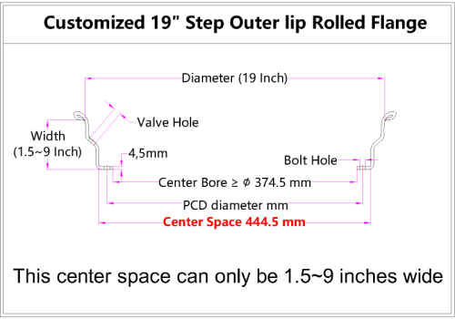 Custom 19 Inch Step Outer lip Rolled Flange