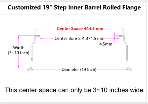 Custom Blank 19 Inch Step Inner Barrel Rolled Flange