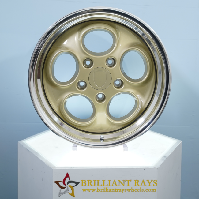 For Porsche 928 944 TeleDial Design 3-piece Wheel Polished Barrel Matte Gold Disc