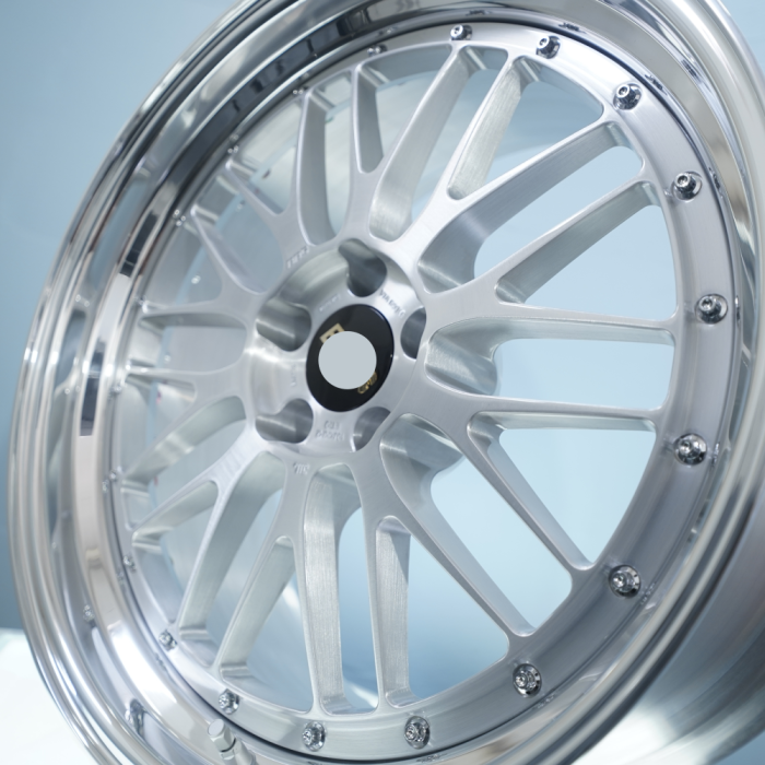 For BBS LM Step Lip Style 3-Piece Wheels Silver Center Polish Outer Rim