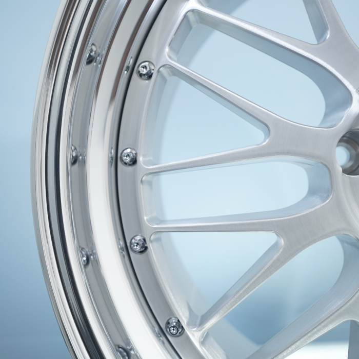 For BBS LM Step Lip Style 3-Piece Wheels Silver Center Polish Outer Rim