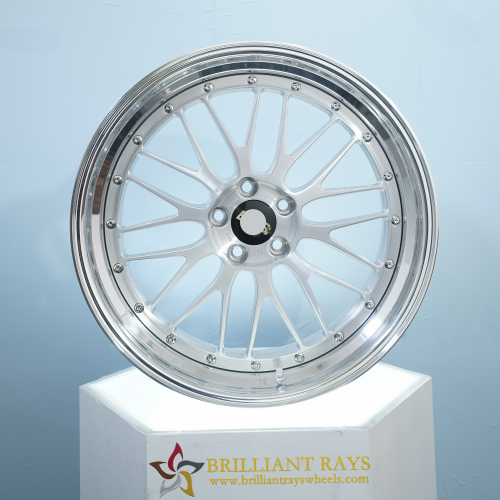 For BBS LM Step Lip Style 3-Piece Wheels Silver Center Polish Outer Rim
