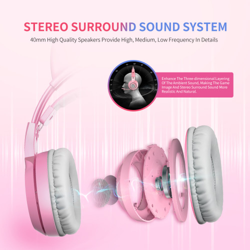 Somic G951s Ps4 Pink Cat Ear Noise Cancelling Headphones 3 5mm