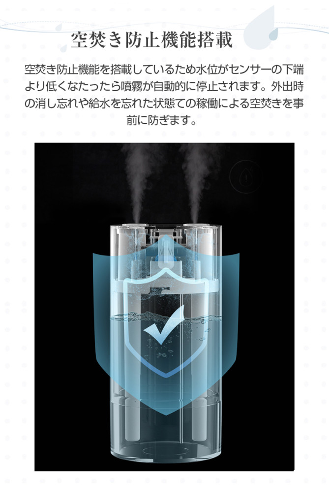 加湿器 卓上 オフィス おしゃれ 車載加湿器 小型 430mL 超音波 加湿器 アロマ対応 ダブルノズル加湿器 USB充電式 コードレス LEDライト 空焚き防止 次亜塩素酸水対応 花粉対策に 静音設計 乾燥防止 自宅 寝室 ミニ加湿器 軽量