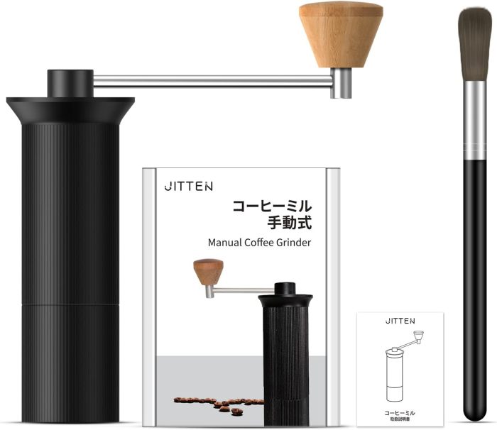 コーヒーミル 手動 手挽きコーヒーミル 手動コーヒーミル コーヒーグラインダー 粗さ調整可能 440Cステンレス刃 急速挽く 手動式 コーヒーミル ハンドルの長さ11cm ブラシ付き 均一な粉末 省力性 小型 お手入れ簡単 清掃しやすい アウトドア 家庭用 持ち運び便利