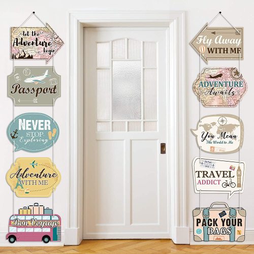 Us 10 99 Let The Adventure Begin Sign Travel Cutouts Bon Voyage Banner Adventure Signs Party Supplies Door Sign Travel Themed Birthday Party Wall Decoration Signs 10 Counts M Kowloon168 Com