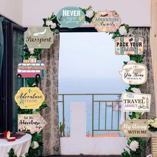 Us 10 99 Let The Adventure Begin Sign Travel Cutouts Bon Voyage Banner Adventure Signs Party Supplies Door Sign Travel Themed Birthday Party Wall Decoration Signs 10 Counts M Kowloon168 Com