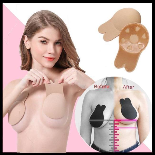 Solid Breast Lifting Adhesive Bra - Flesh