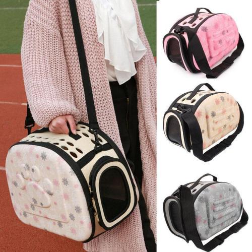 Pet Sided Carrier for Dogs Cats Travel Bag Folding Carrier Bag Collapsible Crate Tote Handbag