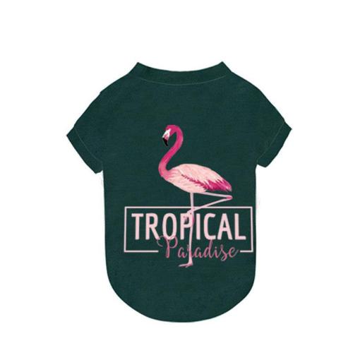 Pet Dog Cat Flamingo Green Summer T-shirt Puppy Summer Clothing