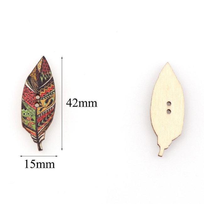 50 Pcs Leaves Wooden Sewing Buttons Handcraft Supplies