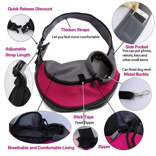 Pet Carrier Sling,Breathable Mesh Travel Single Shoulder Bag for Small Dogs Cat