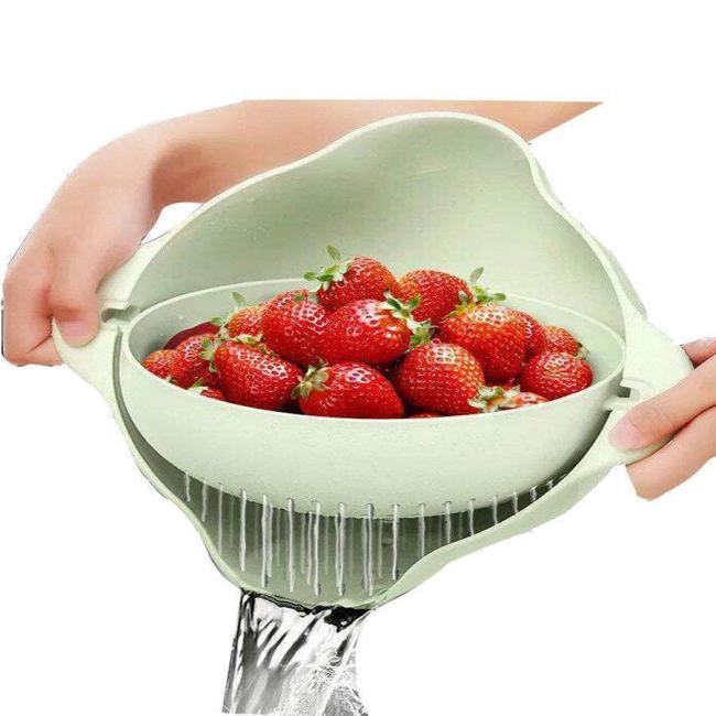 Multifunctional Fruits Washing Basket Double Layers Rotating Draining Colander