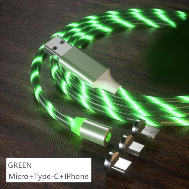 Luminous Magnetic Charging Cable With 3 Plug