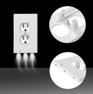 Outlet Wall Plate With LED Night Lights-No Batteries Or Wires