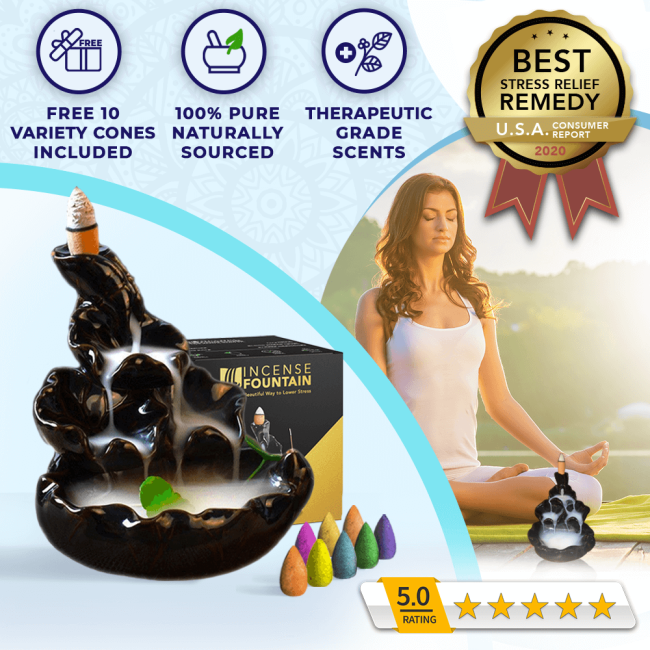 Incense Fountain - Stress & Anxiety Relief, Promotes Deep Healing Sleep, Mental Calmness