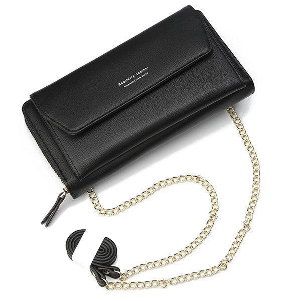 Cell Phone Pocket Portable Wallet Card Holder Chain Crossbody Bag