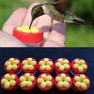 Handheld Hummingbird Feeder – Red cap with Yellow flower