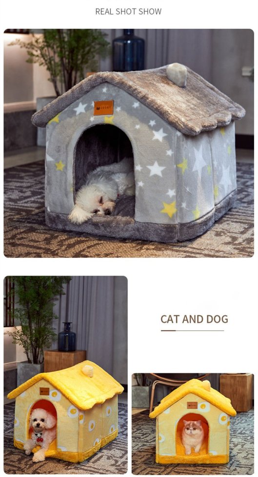 FOLDABLE DOG HOUSE KENNEL BED MAT