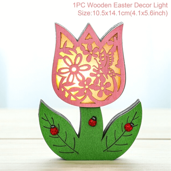 Wooden Easter Decor LED Light