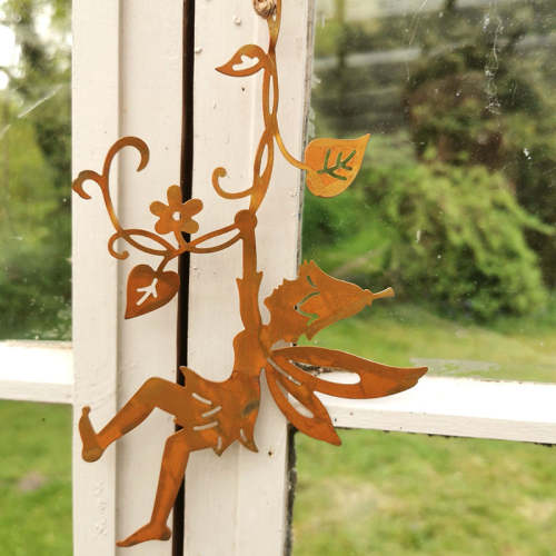 Rusty Metal Fairy Silhouette Ornament