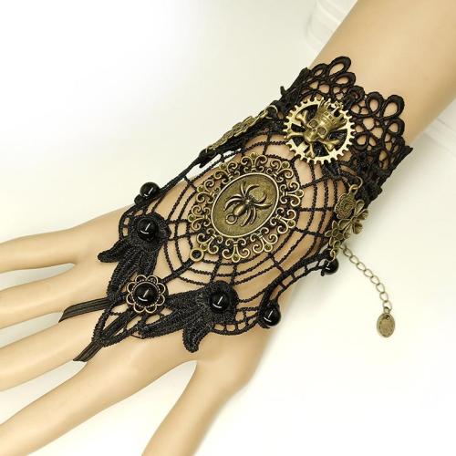 Retro fashion personality bracelet spider web black lace ladies gloves Halloween