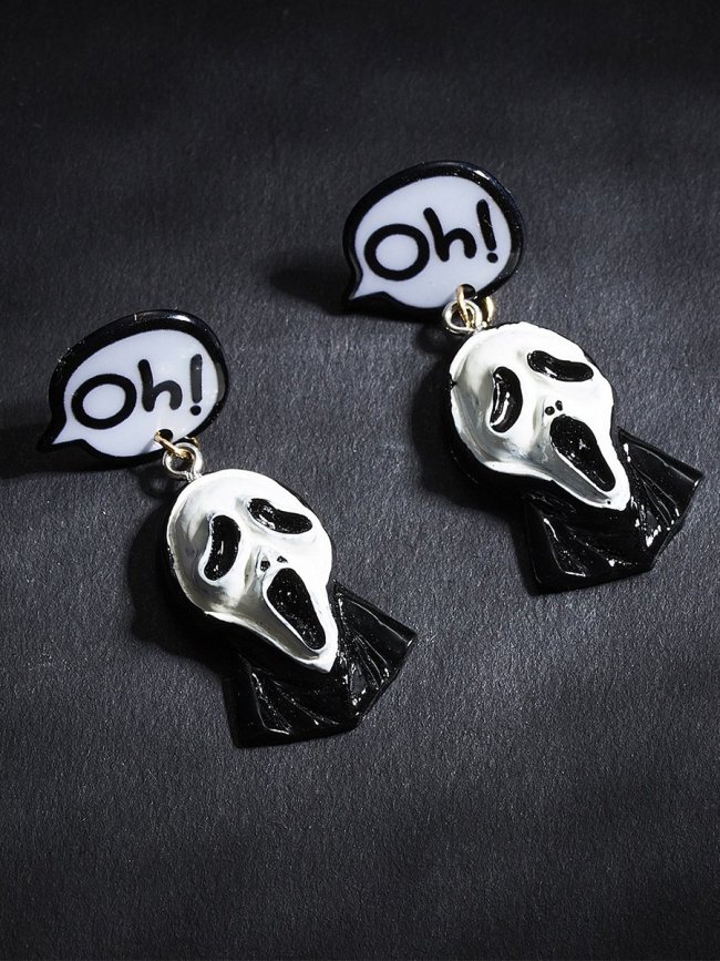 Halloween Retro Funny Oh Ghost Earrings
