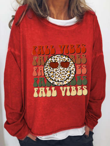 Fall Vibes Smiley  Sweatshirt
