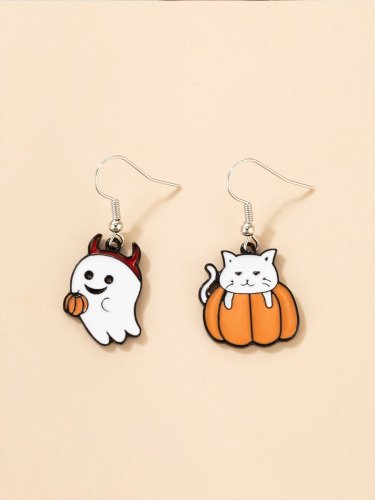 Halloween Funny Cartoon Ghost Pumpkin Cat Earrings