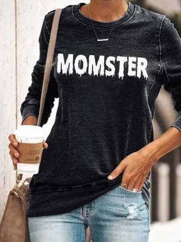 Funny Momster Print Sweatshirt