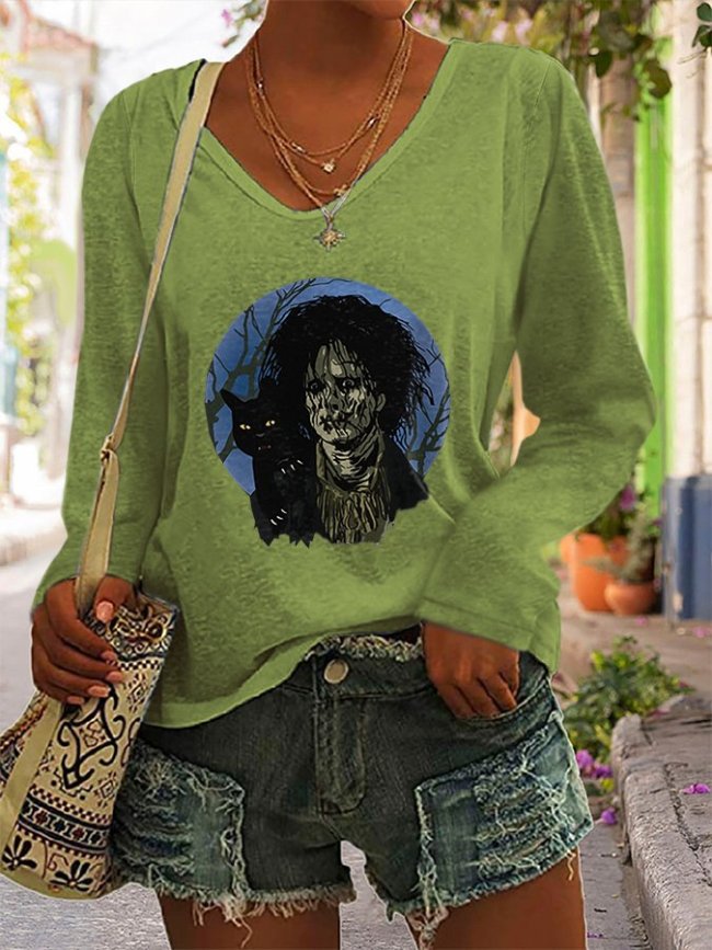 Women's Halloween Billy And Binx  Long Sleeve Printed T-Shirt