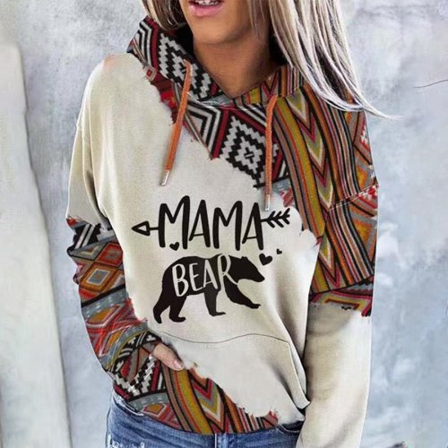 Ladies Vintage Western Hooded Print Sweatshirt